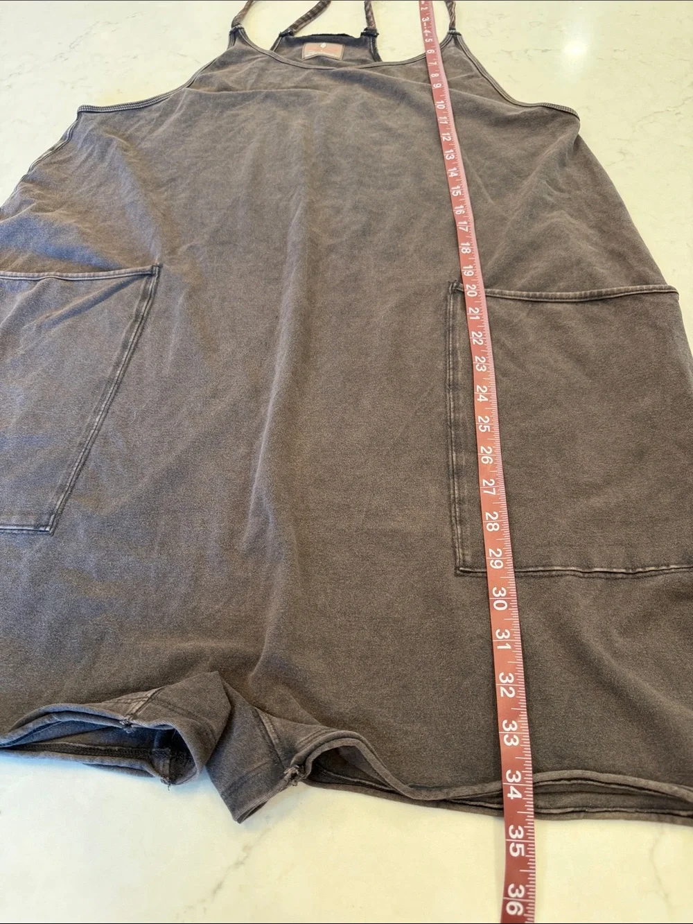 Free People Hot Shot Washed Brown Pocket Romper Size Large - Picture 8 of 8